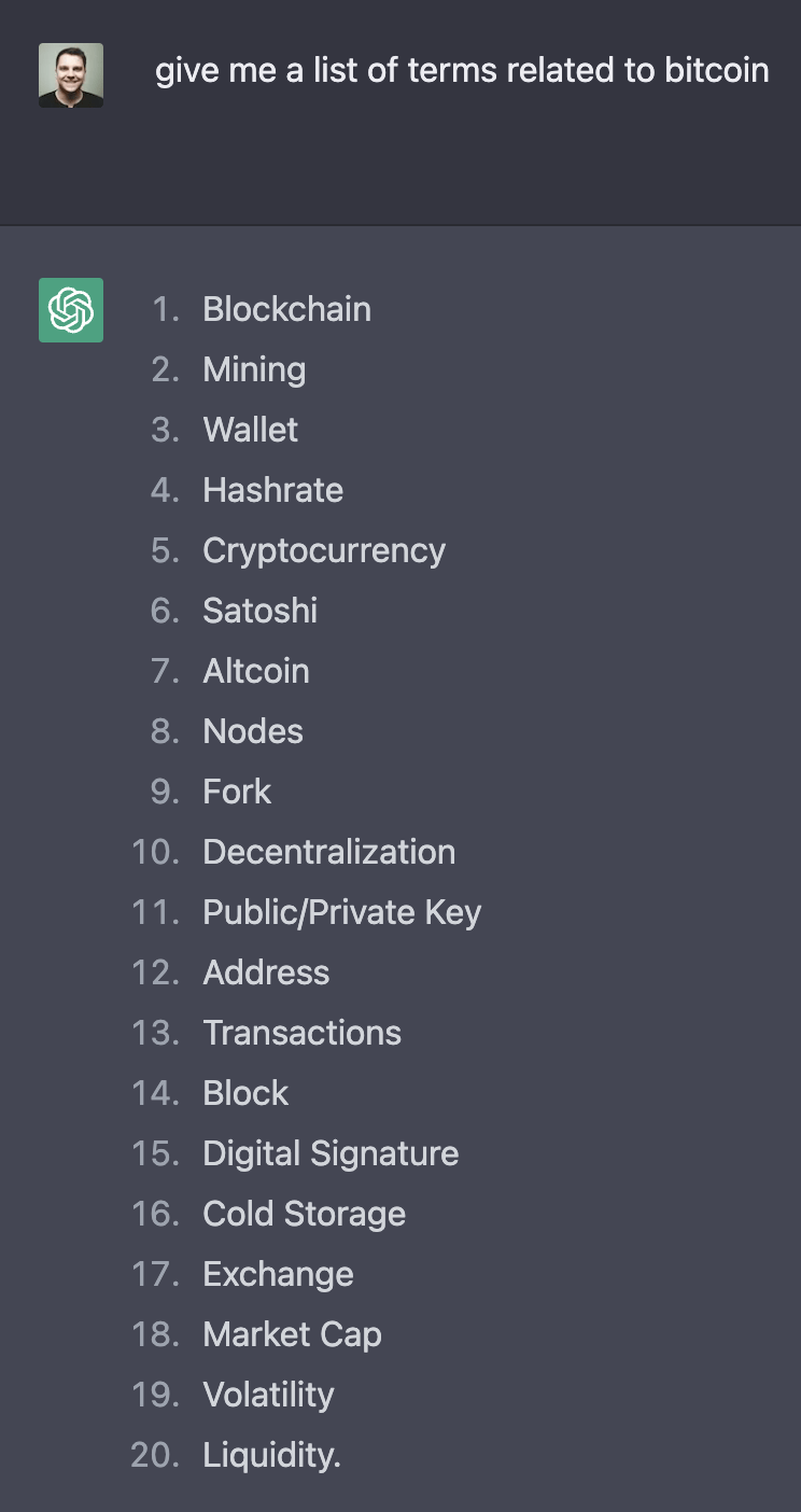 通过 ChatGPT 生成的关键词建议