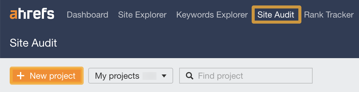 Accessing Site Audit in Ahrefs