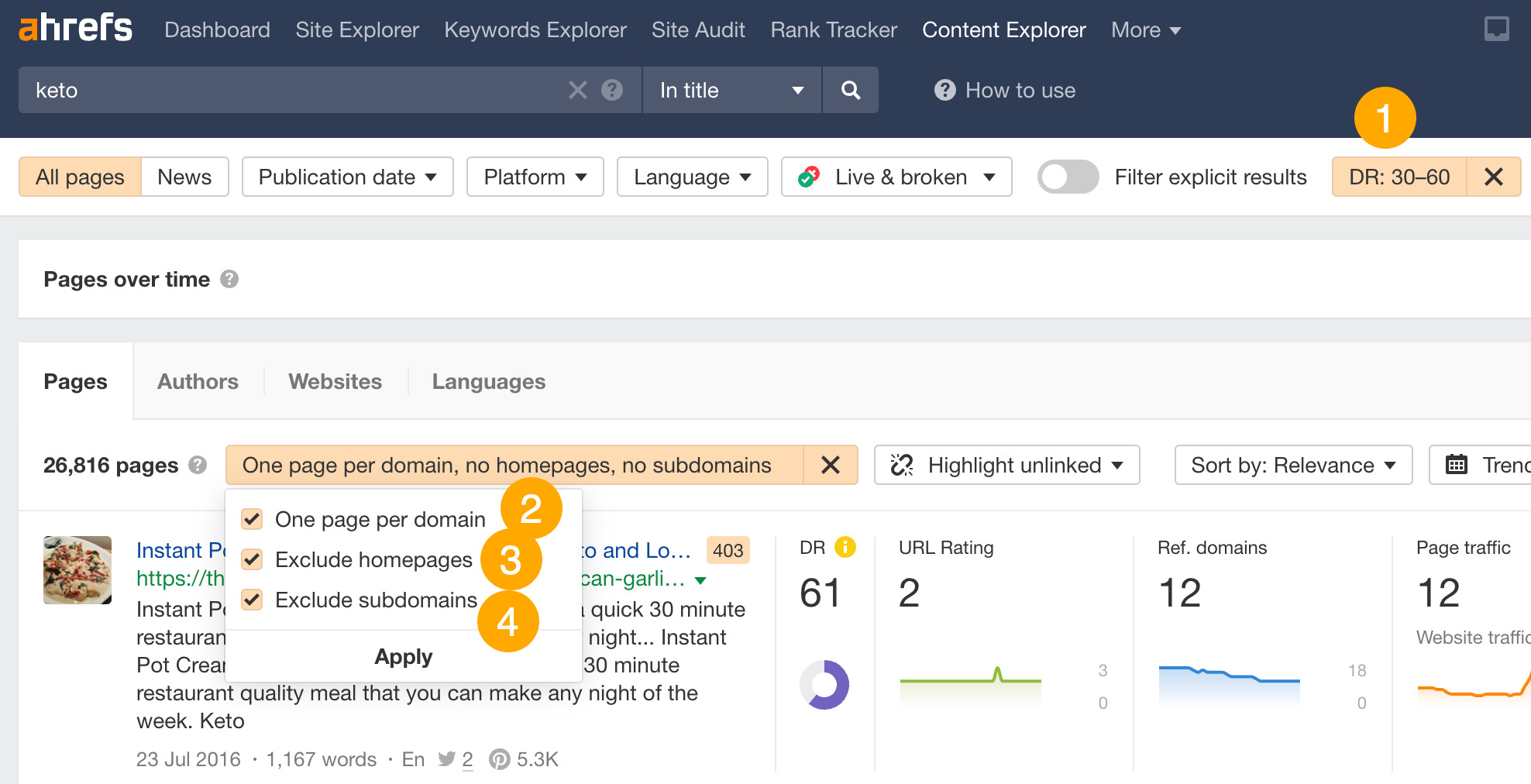Narrowing down Content Explorer's results using filters